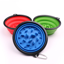 Custom Anti-choking Slow Feeding Dog Bowl cat and Dog Water and Food Dual-use Outdoor Portable Folding Pet Slow Feeding Bowl