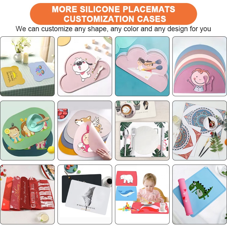 BPA-Free Custom Logo Silicone Place Mat For Kids Baby Eating &amp; Feeding Dinner Mat