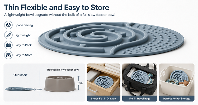 Slow feeder bowl insert dynamic application