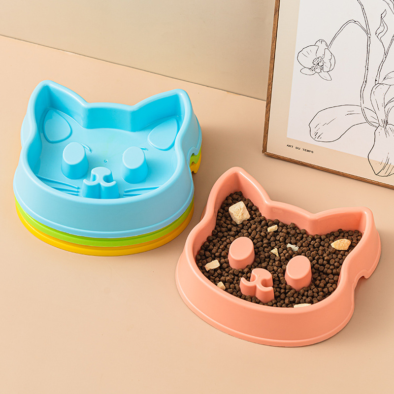 New Silicone Pet Shallow Slow Feeding Bowl Small/Medium Dogs Cats Anti-Choking Design Cat Head Dolphin Shapes Multiple Styles