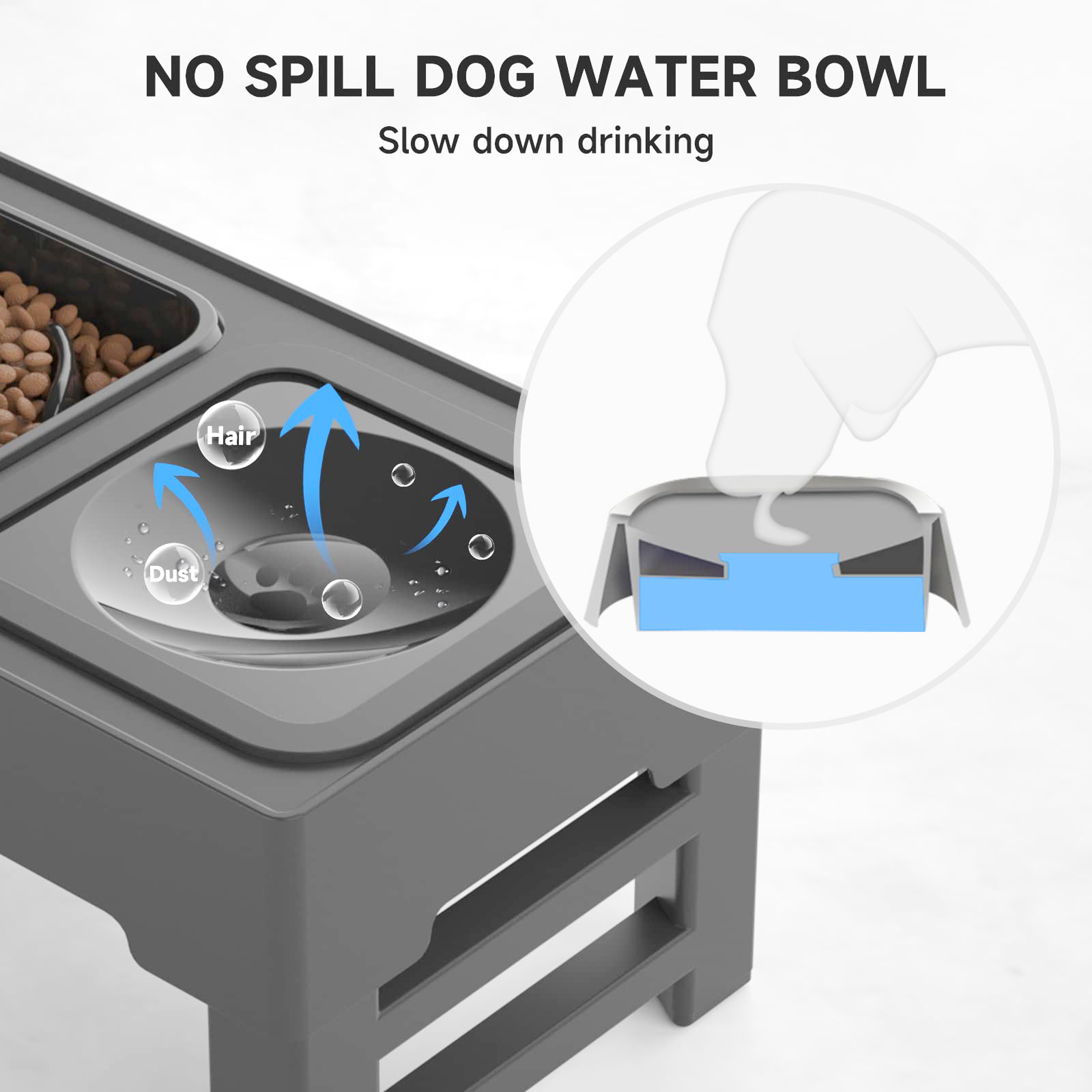 High Quality Stainless Steel Pet Bowls and Feeders 2-In-1 Elevated Slow Feeder Dog Bowls With No Spil Floating Water Bowl