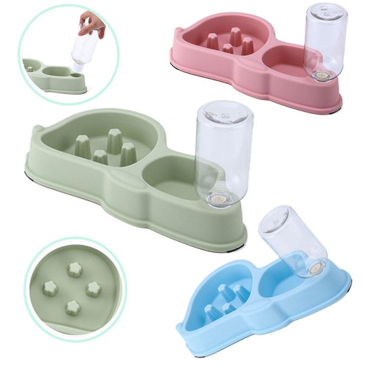 Durable One Set Indoor Dog and Cat Slow Feeder and Water Dispenser Eco-Friendly Food Water Bowl