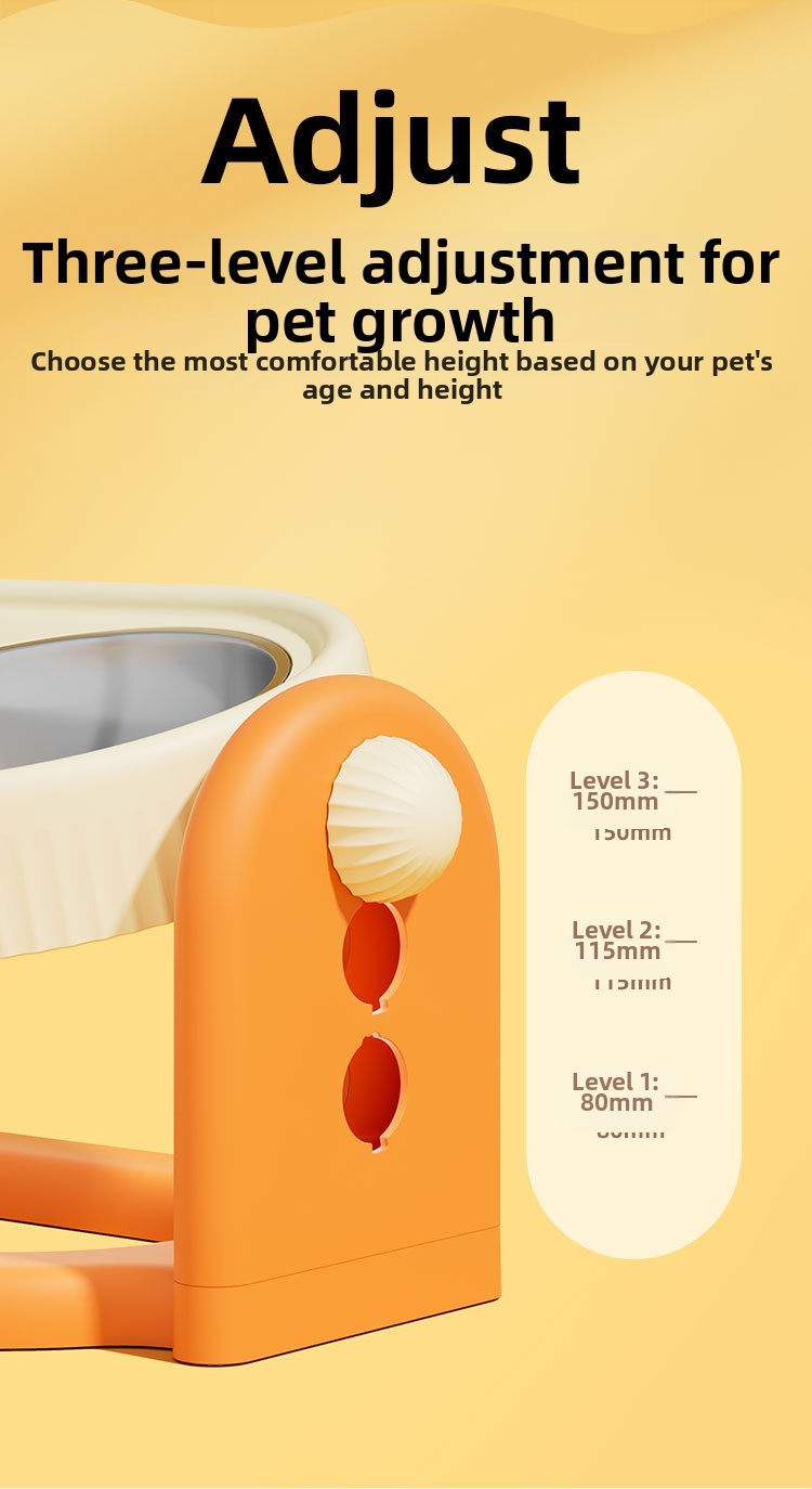 Adjustable Height Elevated Dog Cat Feeder PP Bowls Dual Tilted Easy to Clean Indoor Outdoor Travel Small Medium Large Pets
