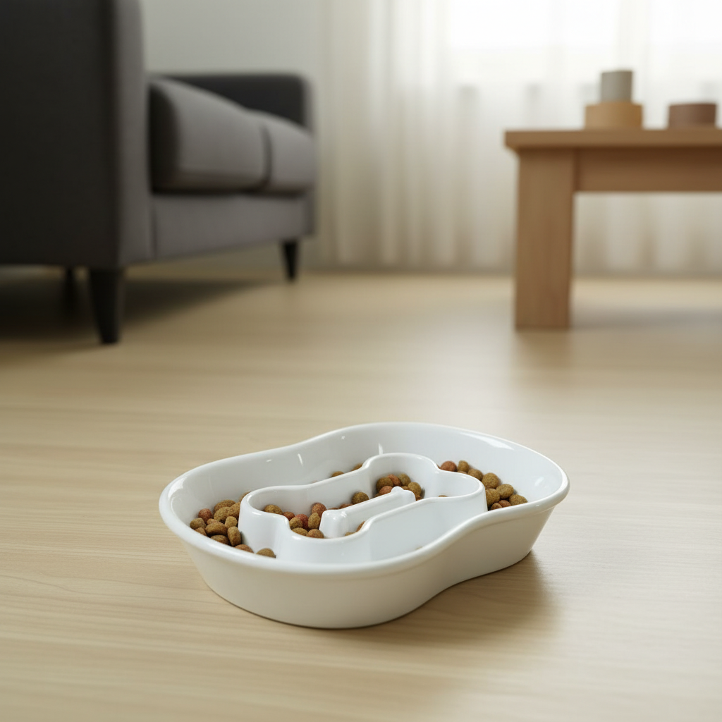 Ceramic Slow Feeder Bowl Dog Bowl for Small Pets, Non-Slip Design