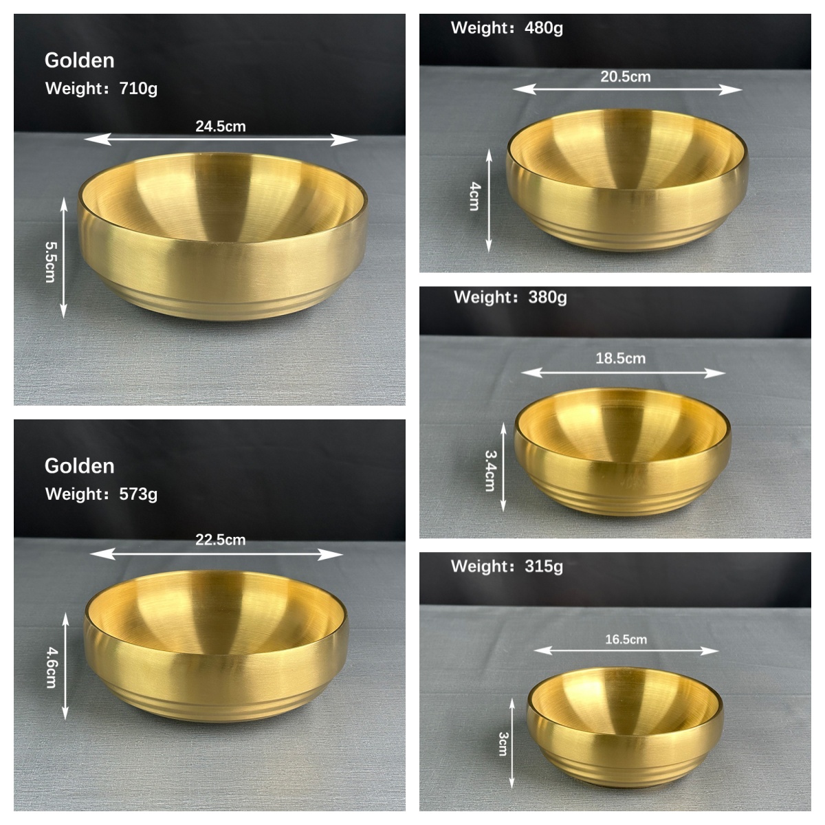 Wholesale Korean Style Double Wall Stainless Steel Ramen Rice Soup Bowls 304 Metal Gold Silver For Parties