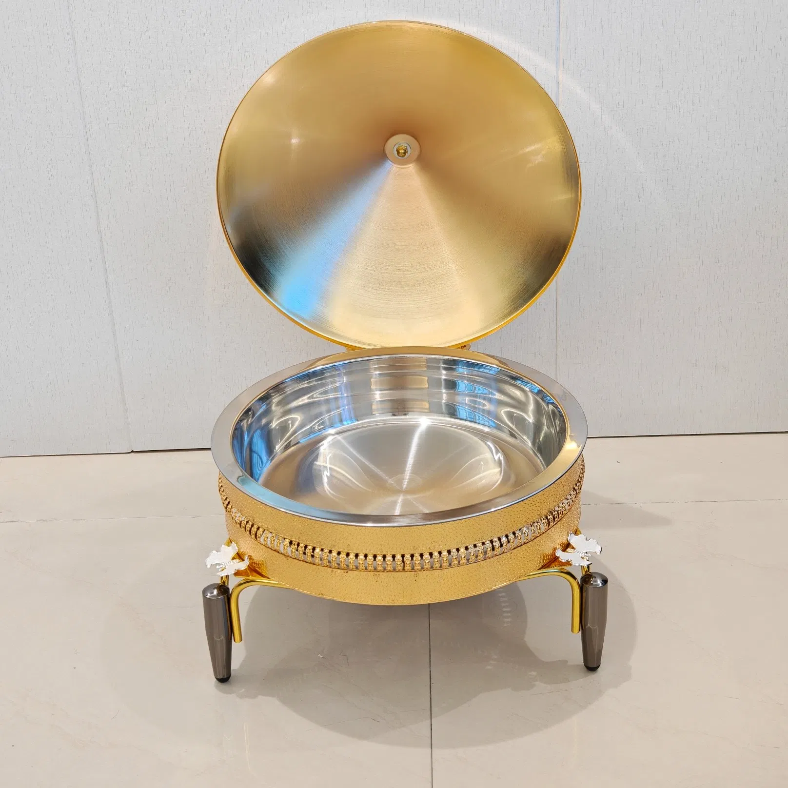 Decorative Gold Diamond Pattern Chafing Dish for Hotel Buffet Service for Wedding and Events
