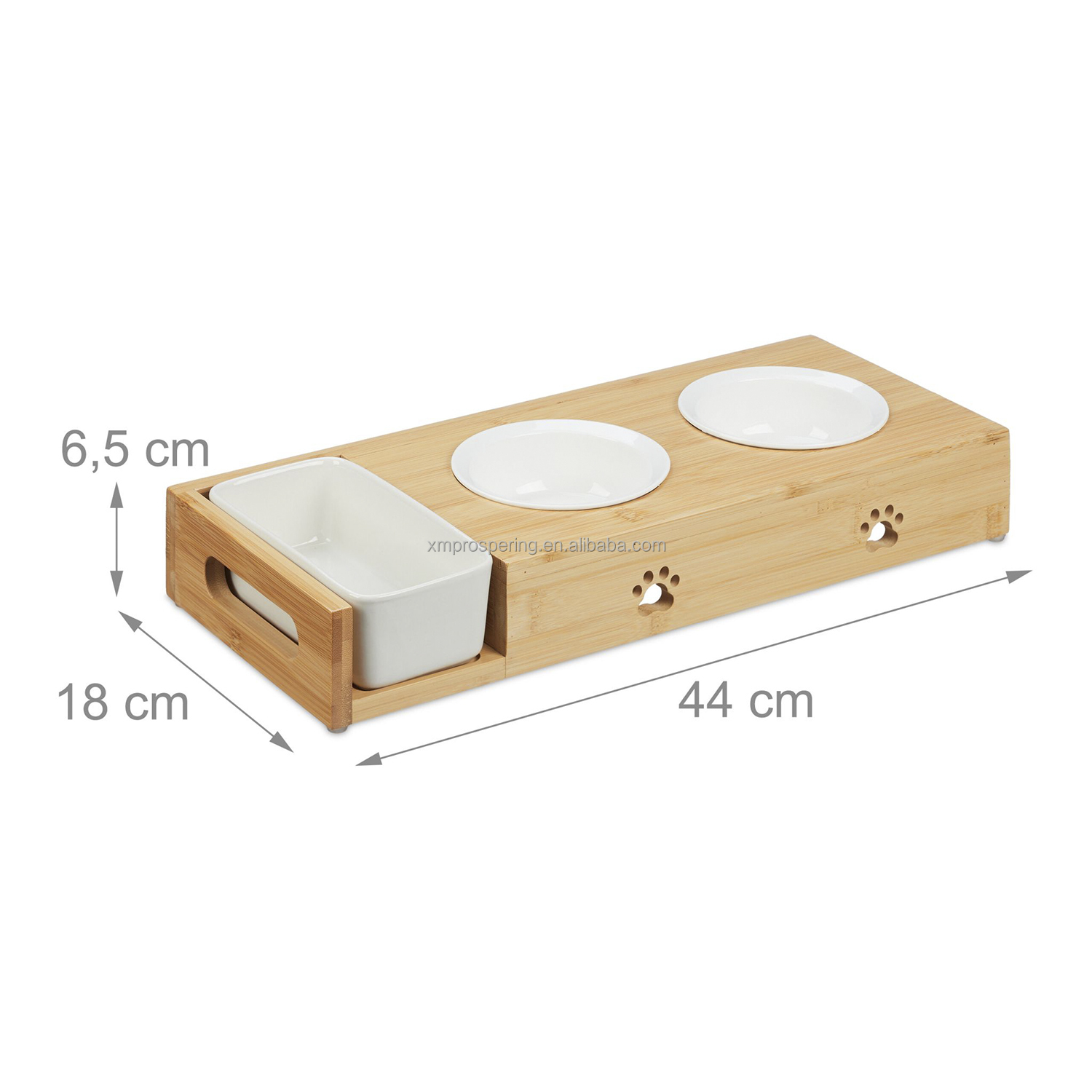 Wholesale Stainless Steel Dog &amp; Cat Elevated Slow Feeder Bowls with Bamboo Stand 2-in-1 Pet Food Holder