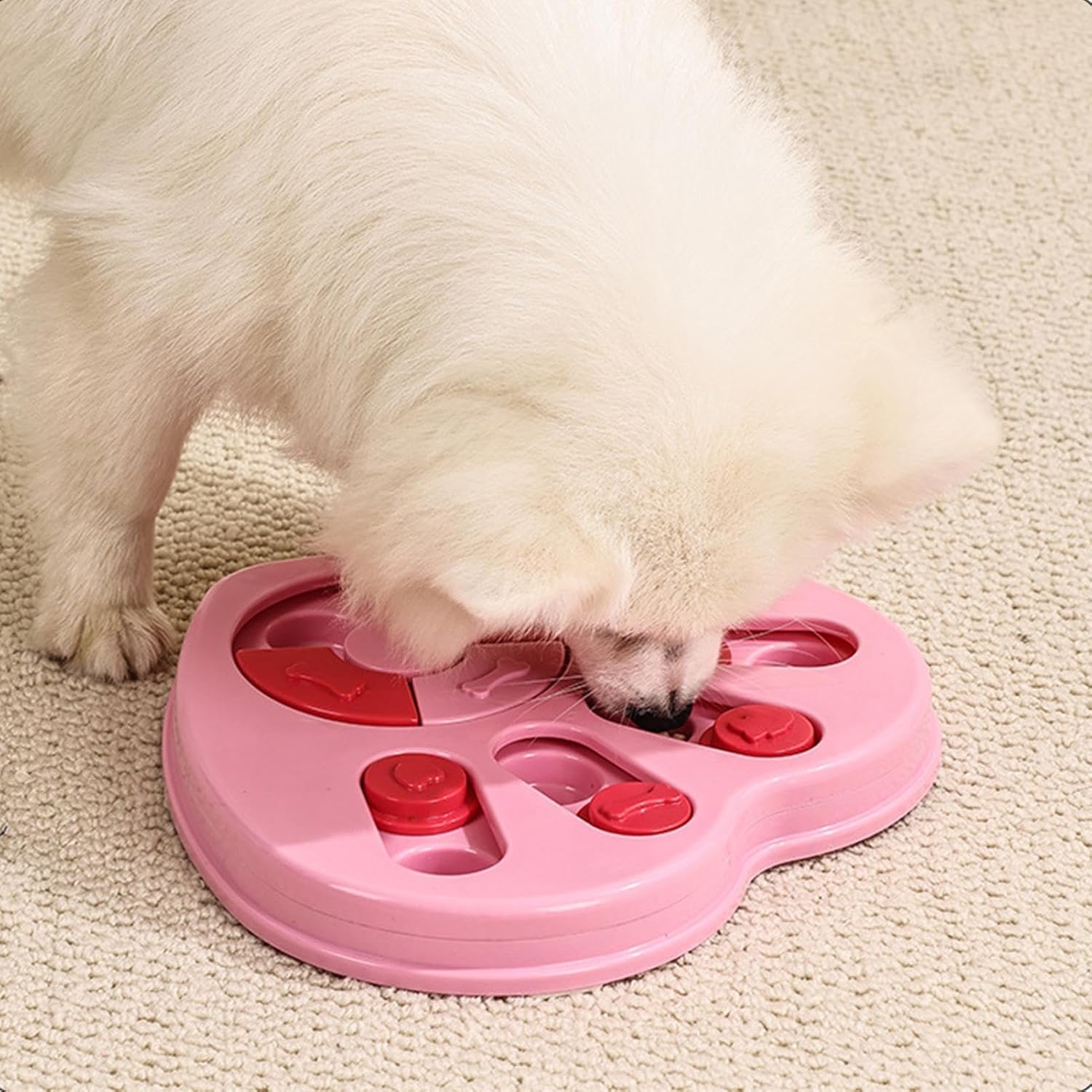 Pet Slow Feeder Puzzle Heart-Shaped Dog Food Bowl Treat Dispenser for Dogs and Cats