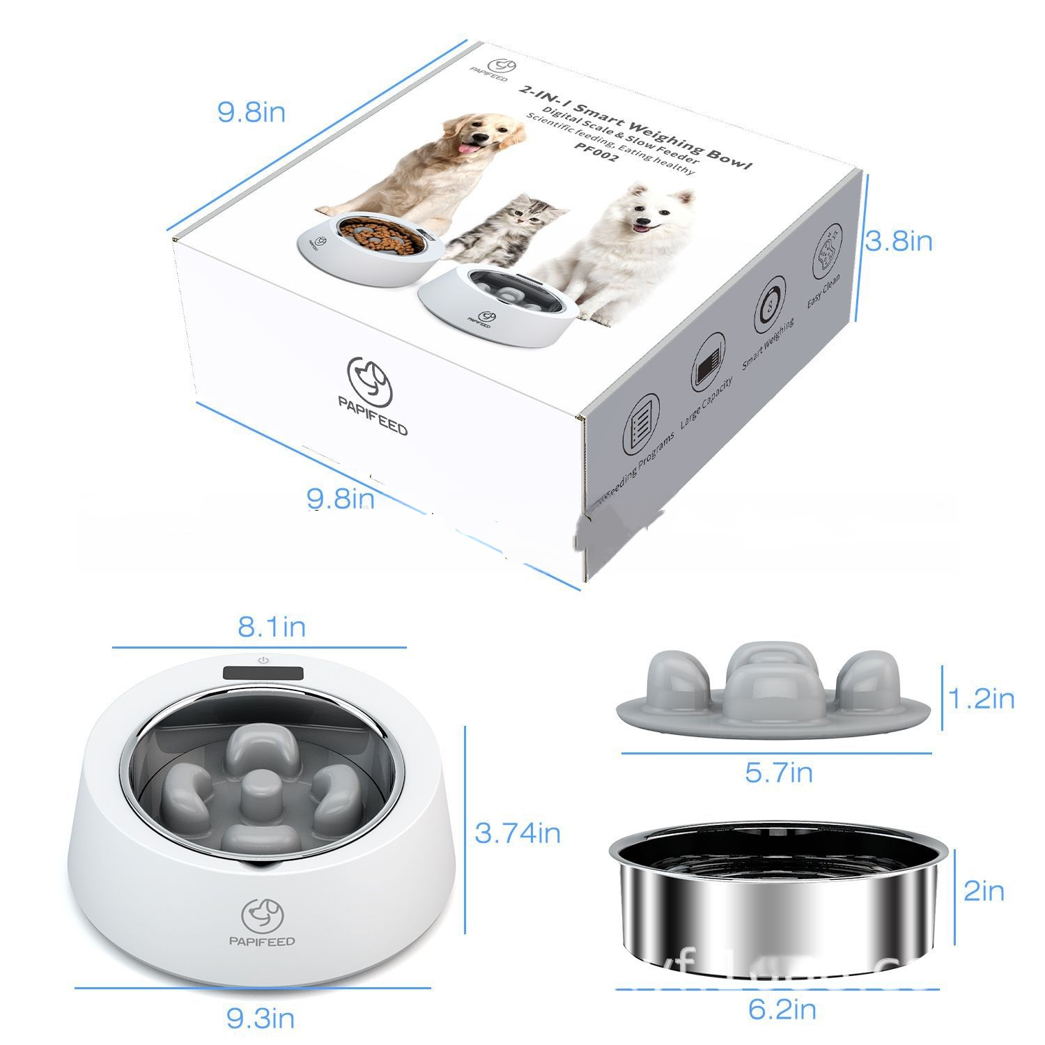 Cat &amp; Dog Portable Anti-Choking Slow Feeding Intelligent Solid Pattern Pet Weighing Feeder Bowl Anti-Overturning ABS Material