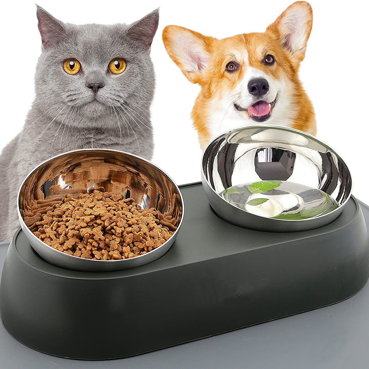 Wholesale 304 Stainless Steel Slow Feeder 2-in-1 Bird Lick Food Dispenser and Pet Water Bowl Solid Waterproof Durable for Pets