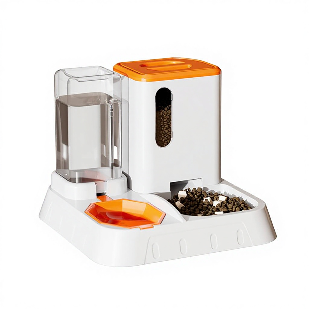 Eco-Friendly Solid ABS Plastic 2.0Kg Automatic Large Capacity Dog Pet Slow Feeder Indoor Use Quadrate Shape Bowls Food Dispenser