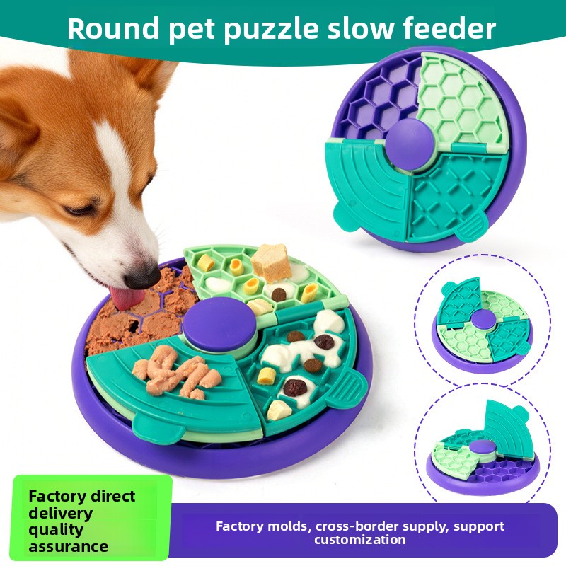 New Slow Food Bowl Anti-choking Puzzle Feeder for Cats &amp; Dogs with Rotating Game Disk-Healthy Eating