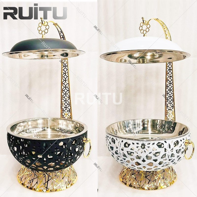 White Pattern Catering Buffet Set up Equipment Hook Hanging Hinged Lid Other Hotel Restaurant Supplies New Design Indian Chafing Dishes for Wedding