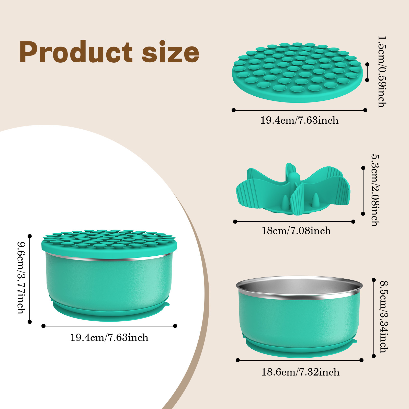 3-in-1 Stainless Steel Pet Slow Feed Bowl with Suction Cup - Multi-functional Pet Licking and Choking Prevention Device