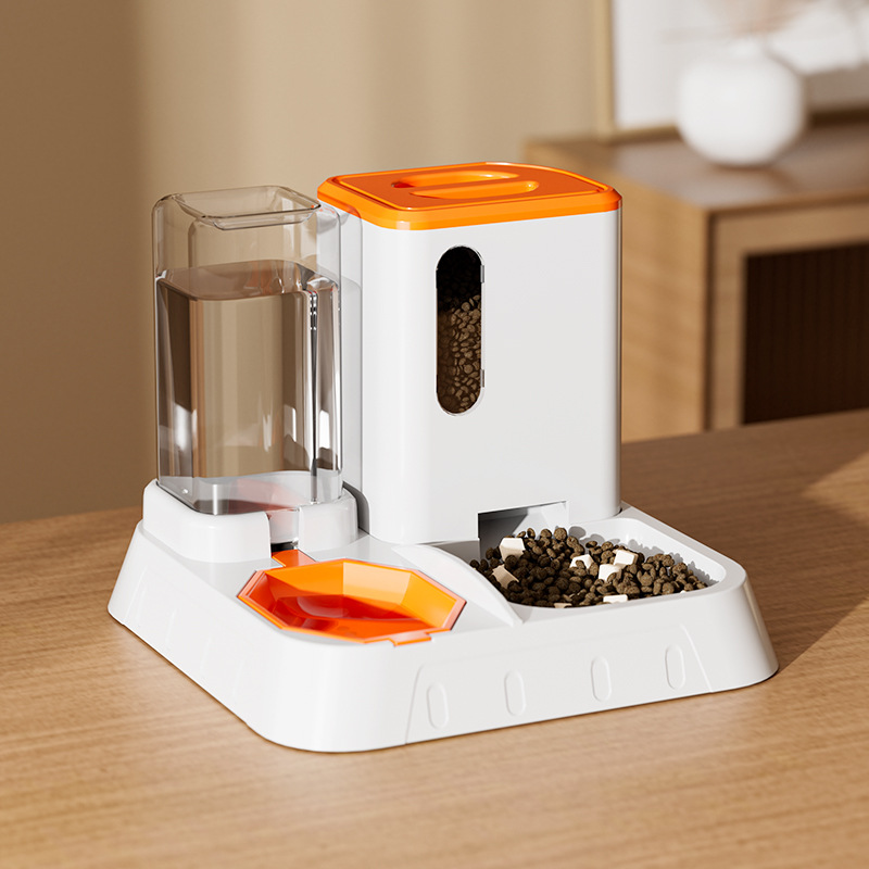 Eco-Friendly Solid ABS Plastic 2.0Kg Automatic Large Capacity Dog Pet Slow Feeder Indoor Use Quadrate Shape Bowls Food Dispenser