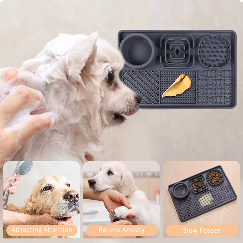 Top Rankings Silicone Pet Licking Mat Cat Dog Slow Food Bowl Feeding Mat Suction Cup Folding Pet Food Placemat