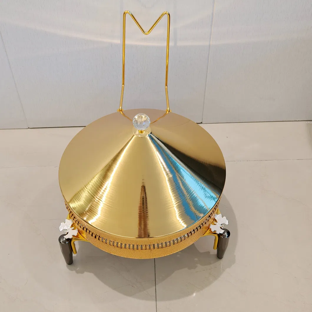 Decorative Gold Diamond Pattern Chafing Dish Angle View