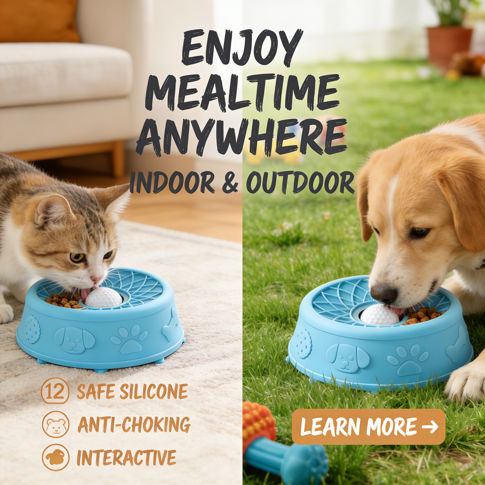 ZMaker 2026 New Silicone Dog Liquid Lick Bowl BPA FREE Rolling Dog Licking Ball Bowl Non-slip Slow Feeder Dog Lick Toy Bowl