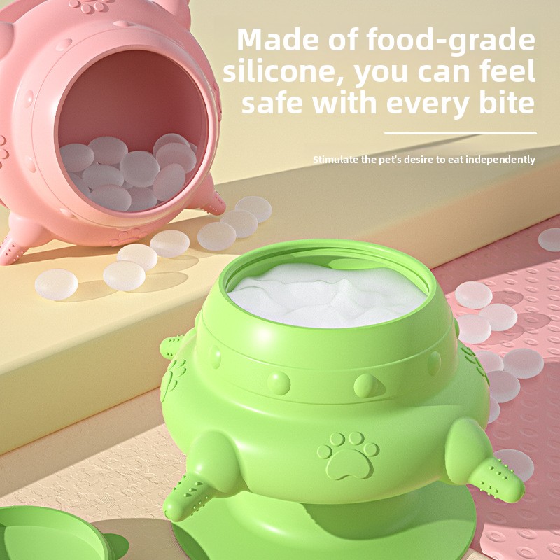 Customized Manual Suction Cup Pet Feeding Device Milk Bowl with Multiple Nipples Anti-Choking Bionic Cats Dogs Plastic