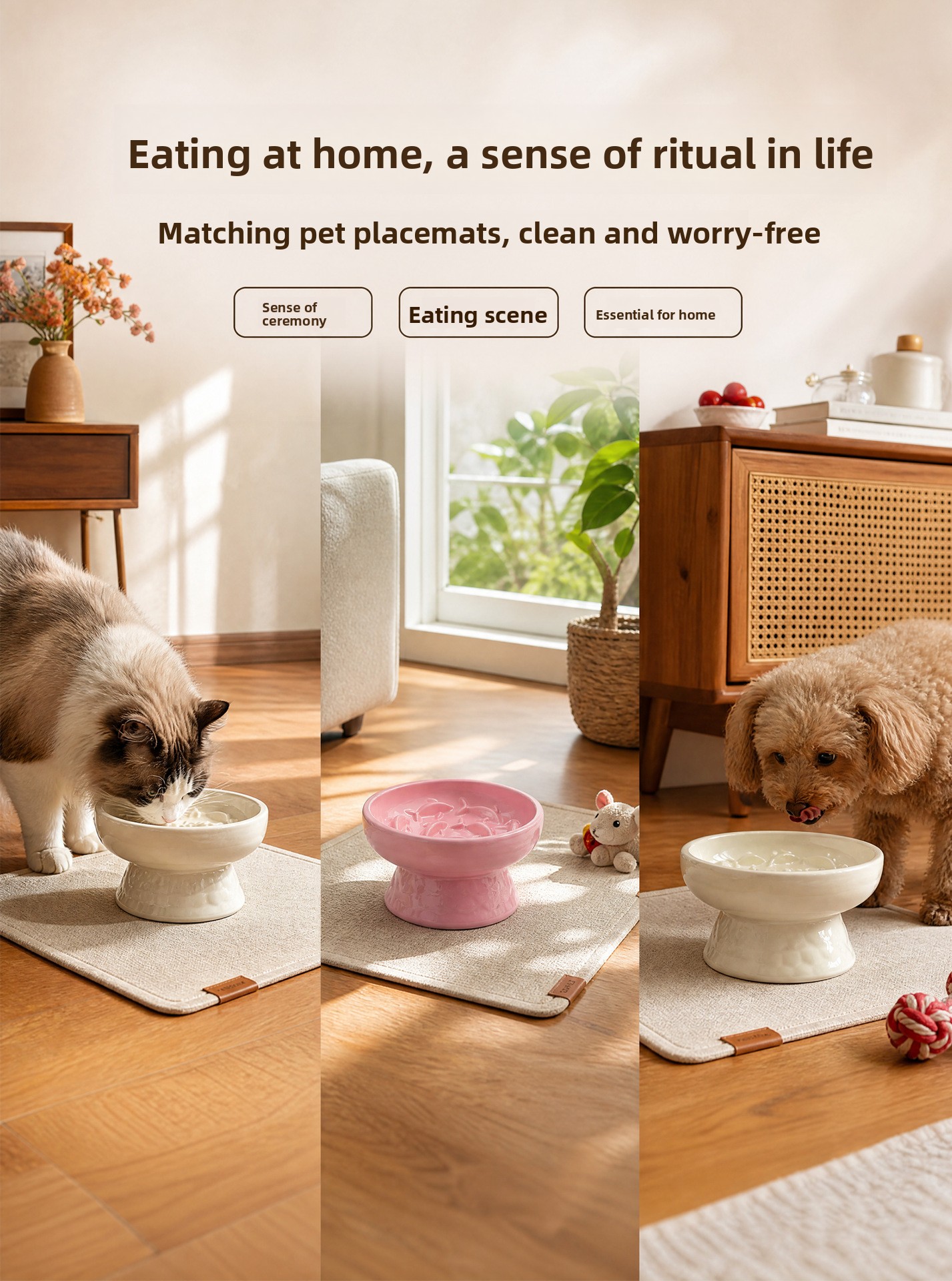 Elevated Ceramic Slow Feeder Bowl for Cats & Dogs Anti-Choke Neck Protection Pet Feeding Bowl