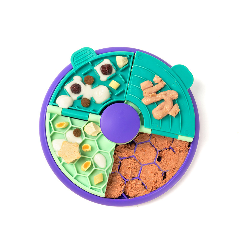 New Slow Food Bowl Anti-choking Puzzle Feeder for Cats &amp; Dogs with Rotating Game Disk-Healthy Eating