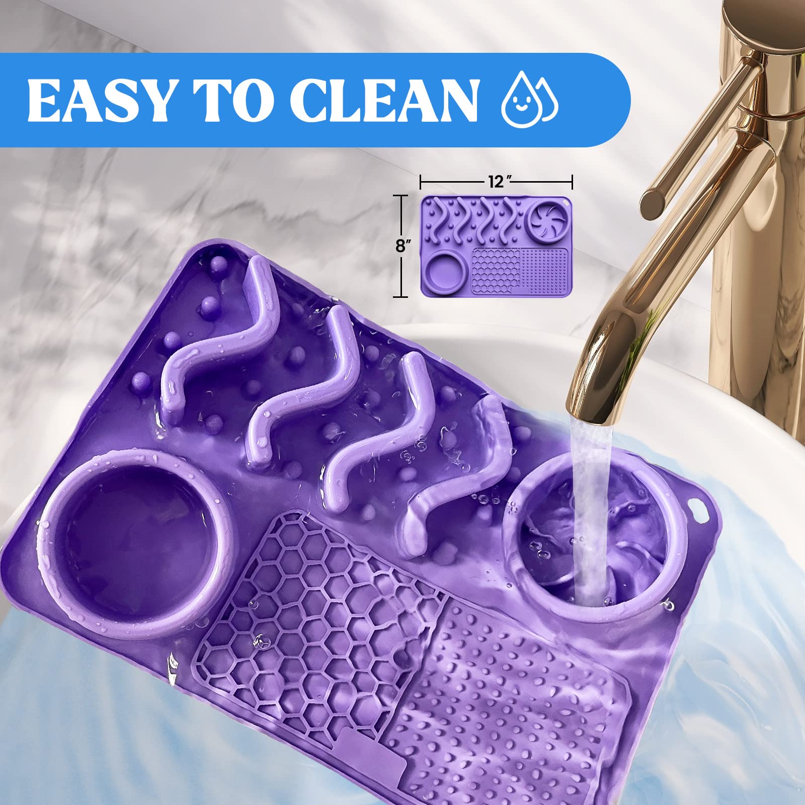 Petdom Food Grade Silicone All In One Nonslip Water Slow Feeder Placemat Anxiety Relief Licking Pad Dog Food Bowl Mat
