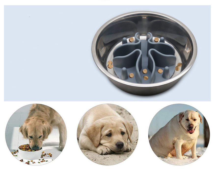 Large Breed Dog Automatic Slow Feeder Waterproof Eco-Friendly Pet Bowl with Solid Pattern Food Grade Silicone Mold