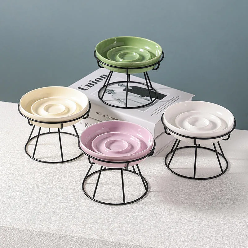 Ceramic Slow Feeder Bowl Basic Bowls for Healthy Eating Protects Cervical Spine Non-Tip Design for Kittens for Small Dog Breeds