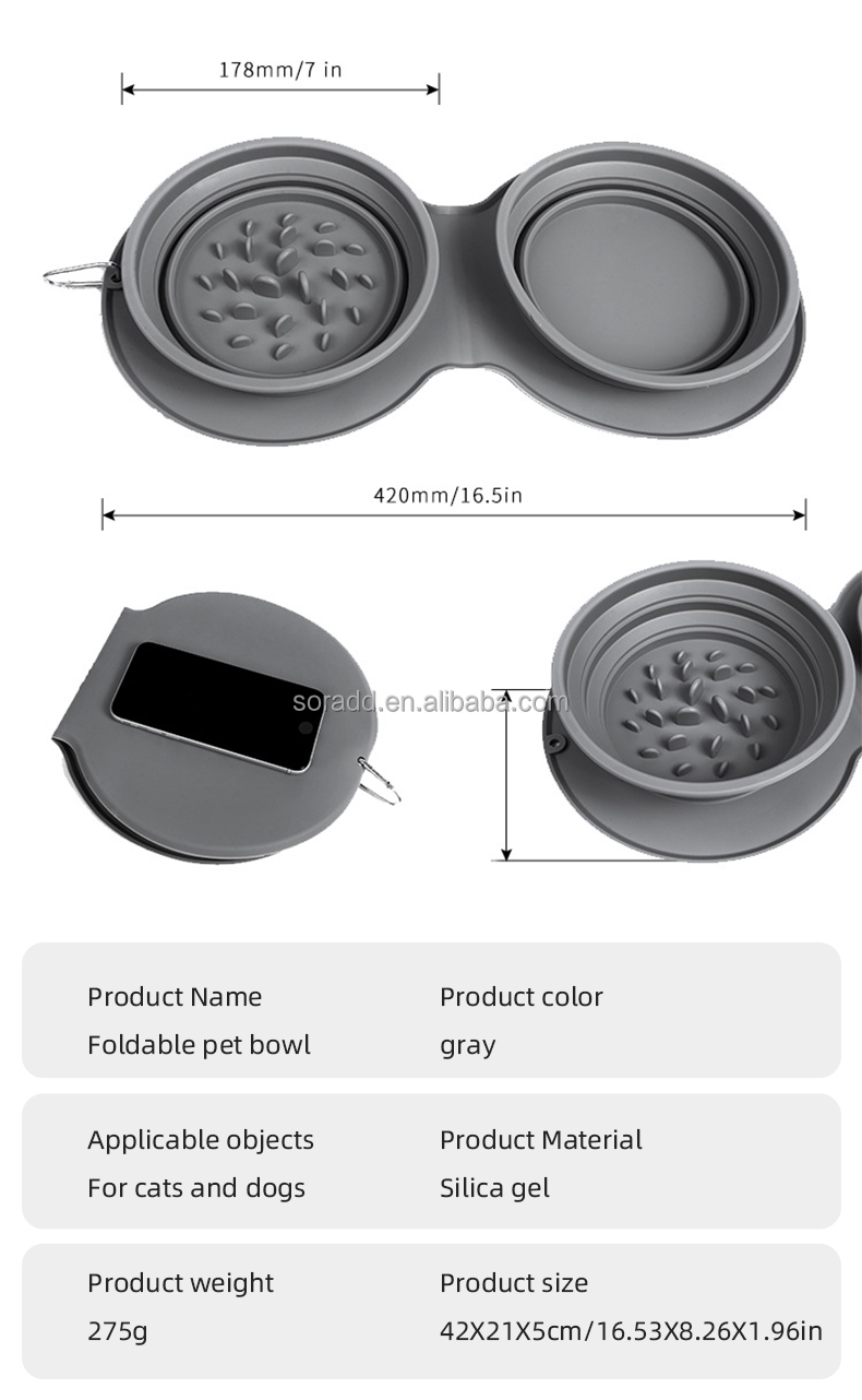 Collapsible Pet Slow Feeder Bowl Detail 2