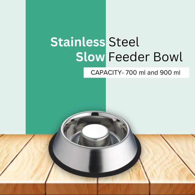 2025 Wholesale Stainless Steel Slow Feeder Dog Pet Bowl Non-Slip Ring Portable Eco-Friendly for Small Animals Serving Water/Food