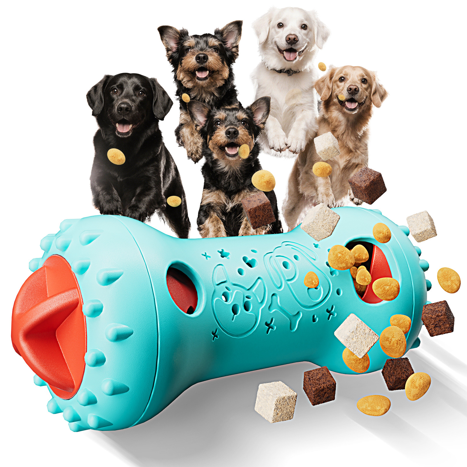 Cute Interactive Rolling Treat Dispenser Eco-Friendly Plastic Pet Chew Toy Adjustable Food Puzzle Ball Slow Feeder Cats Dogs