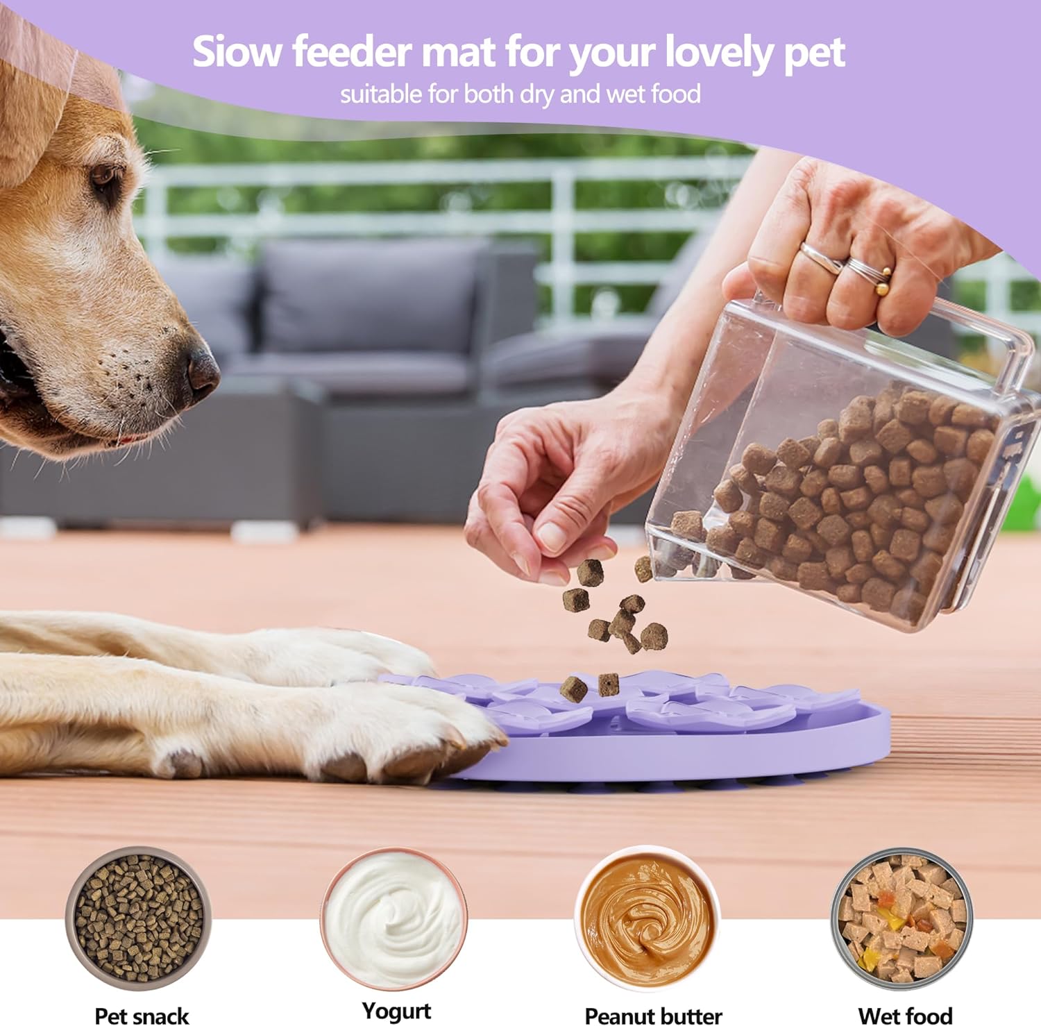 Make Mealtime Fun and Healthy Slow Feeder Dog Bowl - Reduce Overeating and Aid Digestion Cat Lick Mat Rose