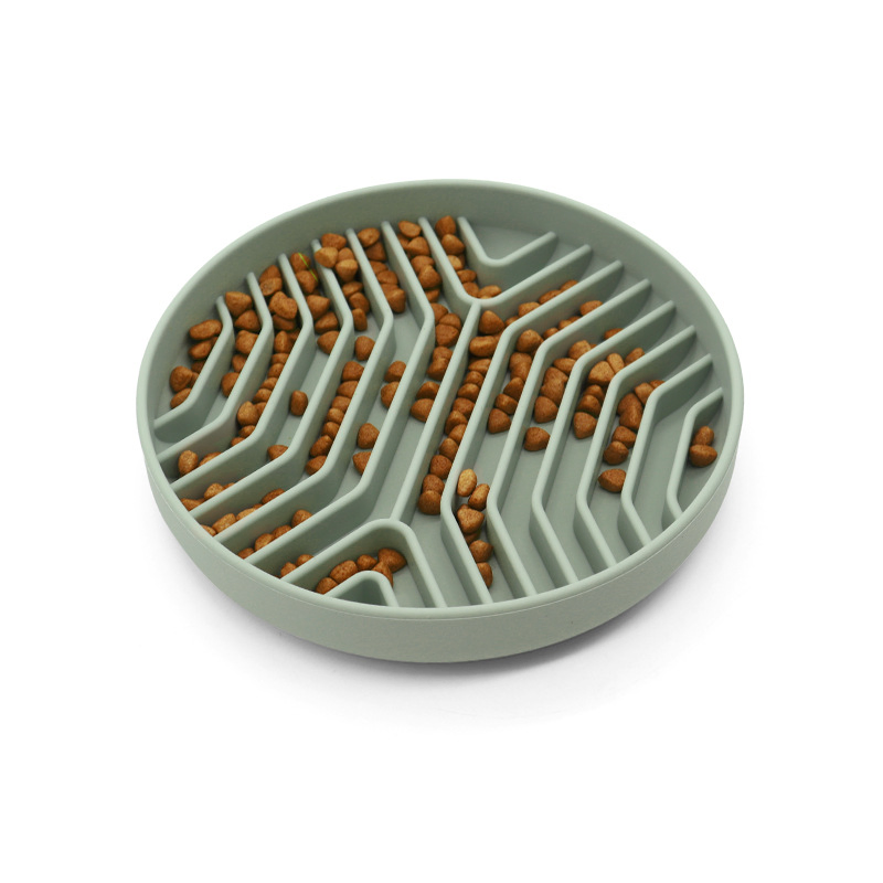 Custom Eco-Friendly Waterproof Silicone Dog Bowl Non-Slip Suction Cups Rounded Storage with Slow Feeder Feature