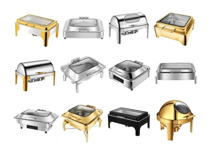 9L Stainless Steel Rectangular Wooden Pattern Color Buffet Dish China Factory