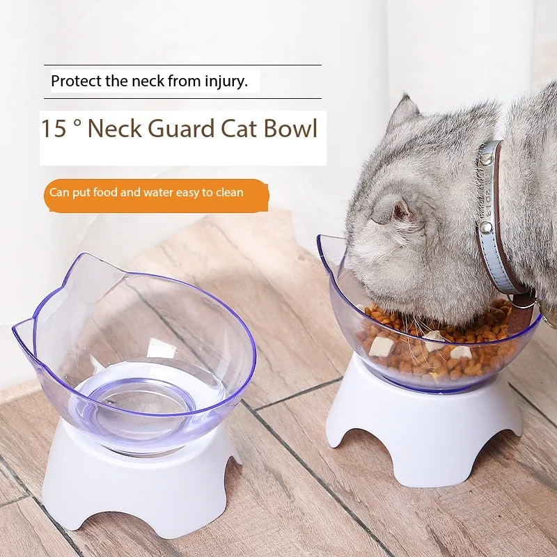 Cat Bowl Cat Food Bowls for Indoor Cats Elevated Cat Bowls 15° Tilted Protect Spine