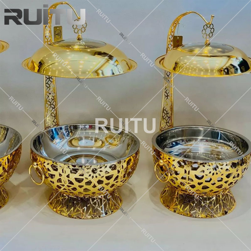 White Pattern Catering Buffet Set up Equipment Hook Hanging Hinged Lid Other Hotel Restaurant Supplies New Design Indian Chafing Dishes for Wedding