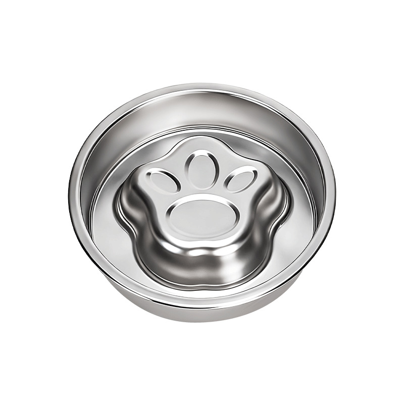 Slow Feeder Bowl Dogs Cats Aids Digestion 304 Stainless Steel Large Capacity Curved Design Non-slip Silicone Base Prevents