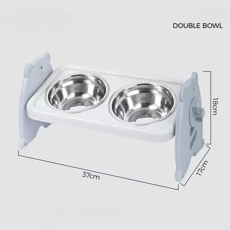 Adjustable Plastic Dog Bowl Tilted Cat Bowl Single Ceramic Double Stainless Steel Pet Feeder Bowls