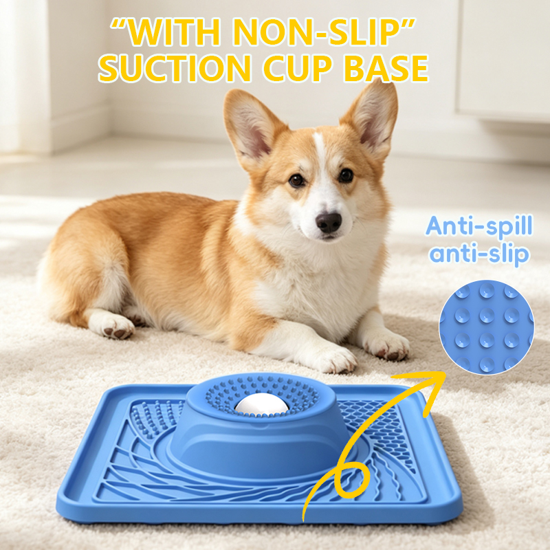 Portable 2 In 1 Slow Feeder Dog Bowls Silicone Anti-Slip Lick Toy For Liquid Wet Food Water Dish Treats