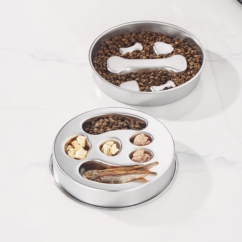 Stainless Steel Non-slip Pet Food Bowls for cat Dog Eco-friendly Easy Clean Pet Eating Slow Bowl