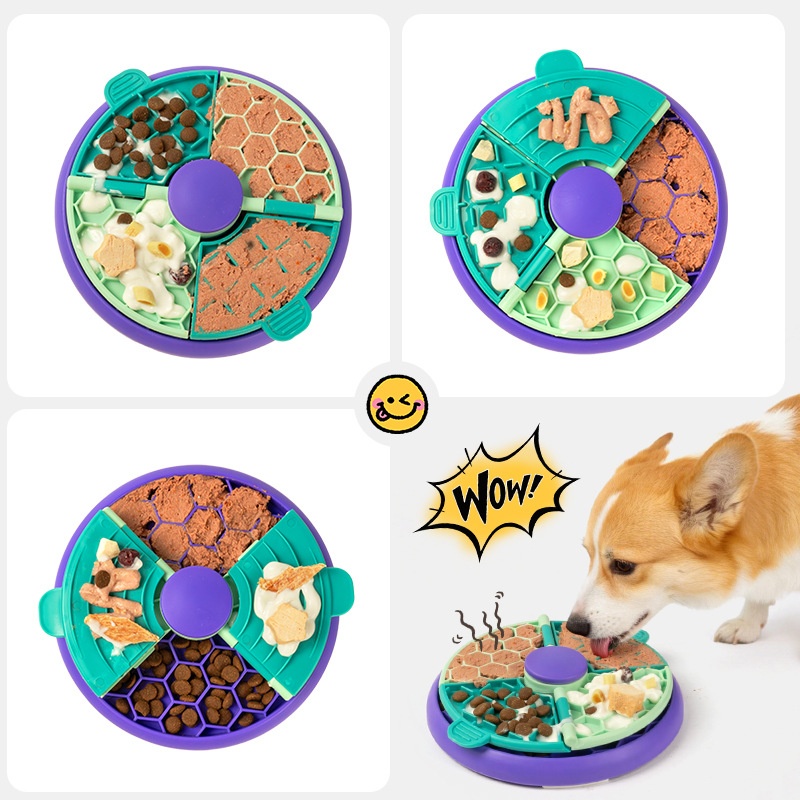 Double-layer Puzzle Pet Slow Feeding Anti-Choking Bowl with Multi-function Licking Plate for Dogs &amp; Cats