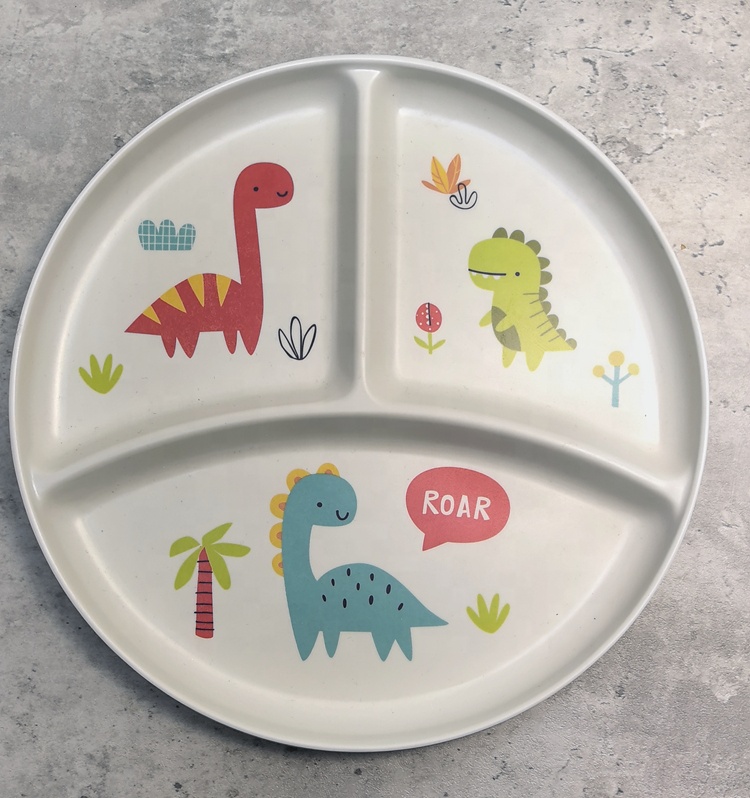 Kids Unbreakable Toddler Independent Feeding Plate Baby Dishes Set Divided Plates Bowls Cups Cutlery Compartments Snack Platter