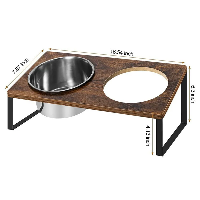 High Quality Metal Wood Dog Raised Bowls Tilted Elevated Cat Food Bowls