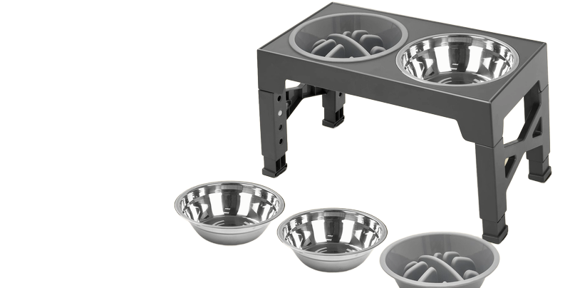 Wholesale Eco-Friendly Modern Stainless Steel 2 in 1 Lifting Elevated Cat Dog Feeder Slow Food Bowl