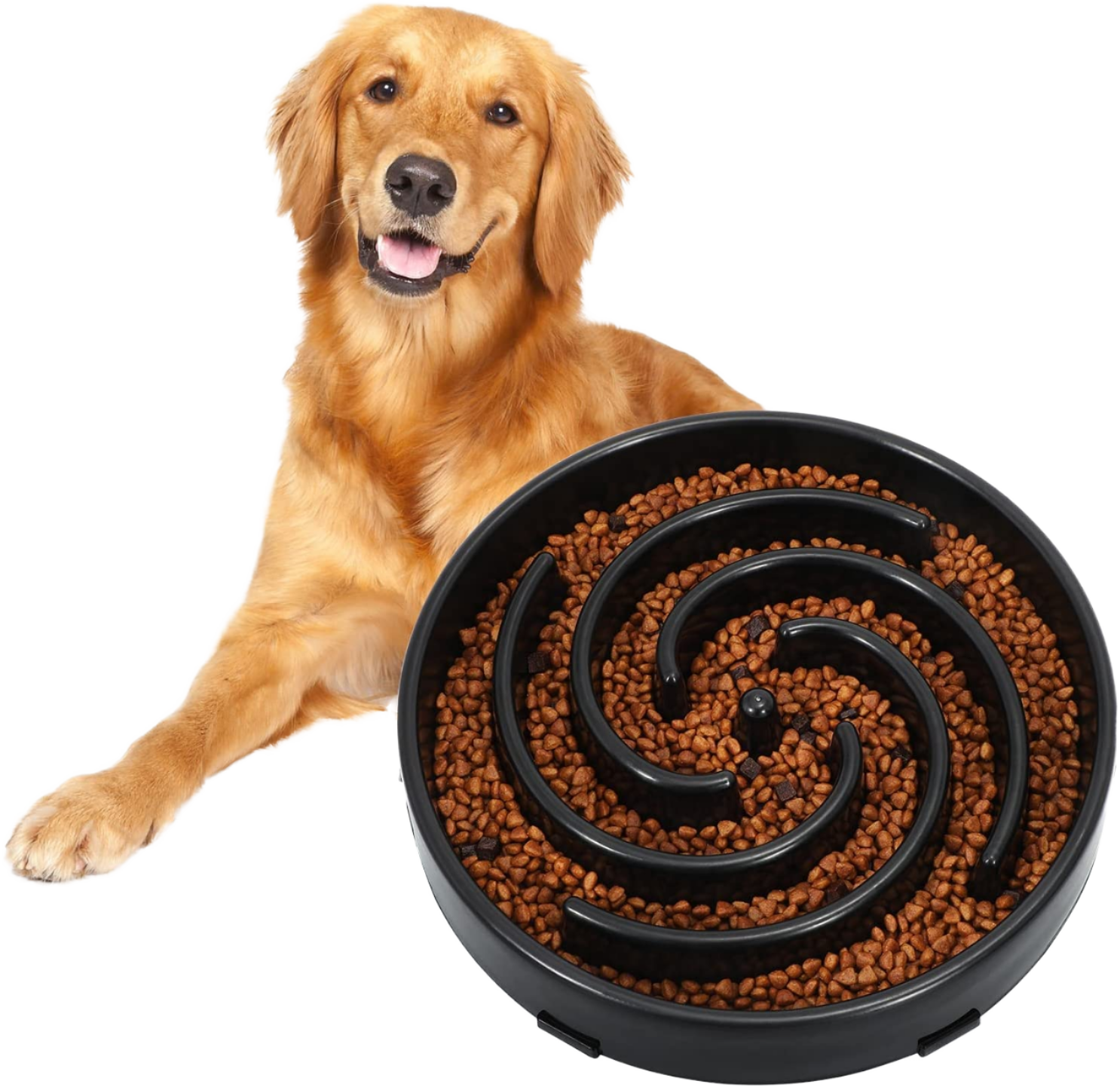 WHIPPY Luxurious Slow Feeder Bowl Rounded Small Medium Dogs Eco-Friendly Stainless Steel Puzzle Fun Maze Anti-Slip No-Choking