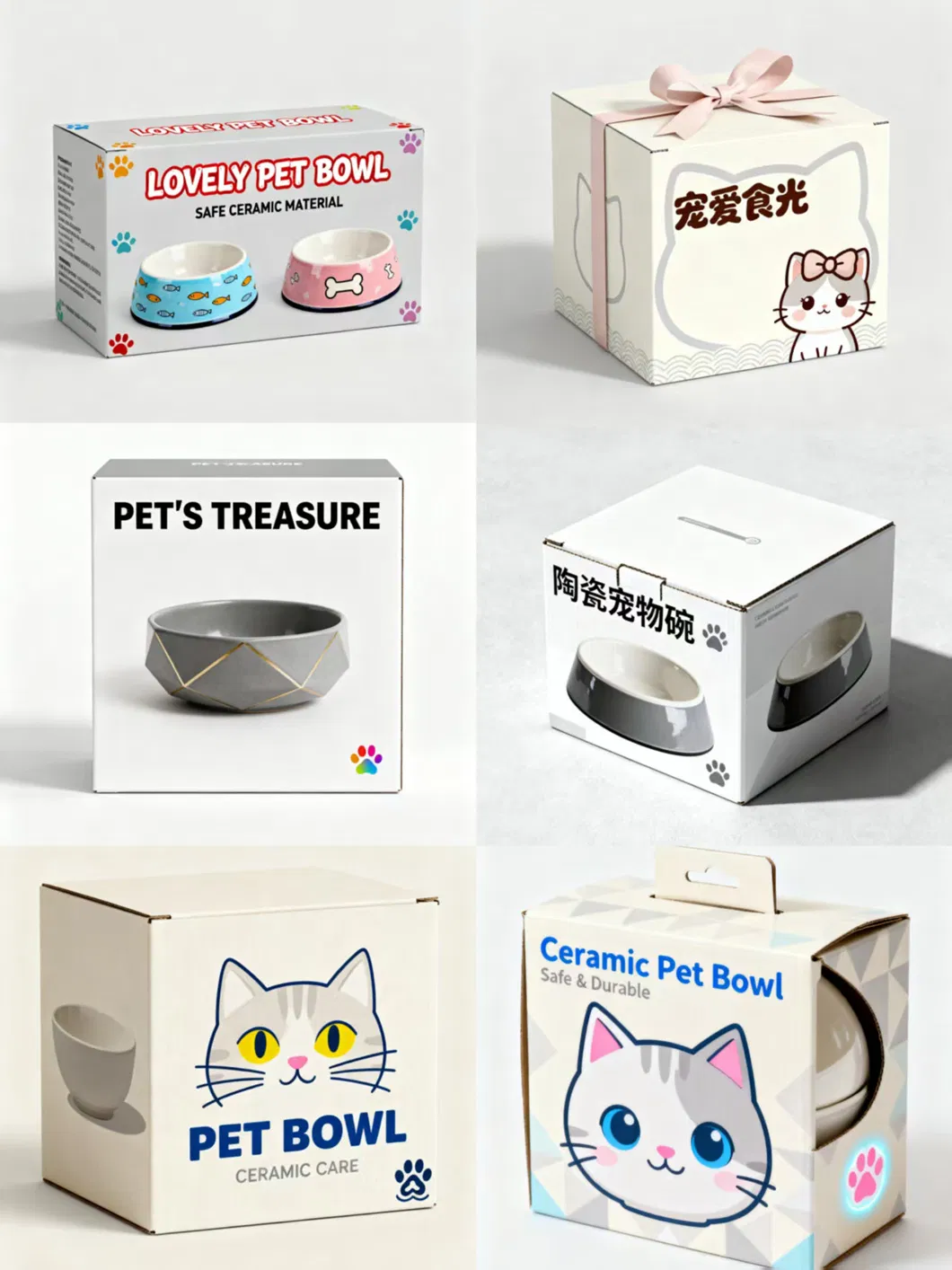 Ceramic Porcelain Stoneware Pet Dog Puppy Cat Kitten Feeding Food Water Wide Bowl Dish