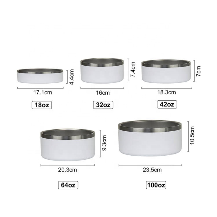 Wholesale Custom Logo 64oz Dog Bowl Stainless Steel Vacuum Insulated Pet Bowl 18oz/32oz/42oz/64oz/100oz Pet Food Feeder Bowl