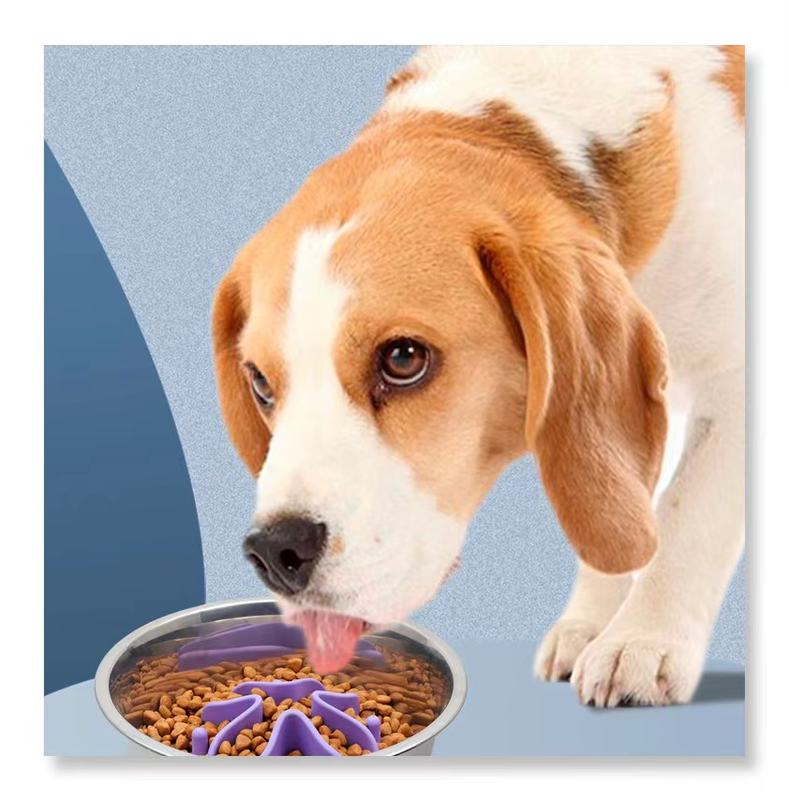 Silicone Slow Feeder Dog Bowl Insert Prevents Gulping and Promotes Healthy Eating