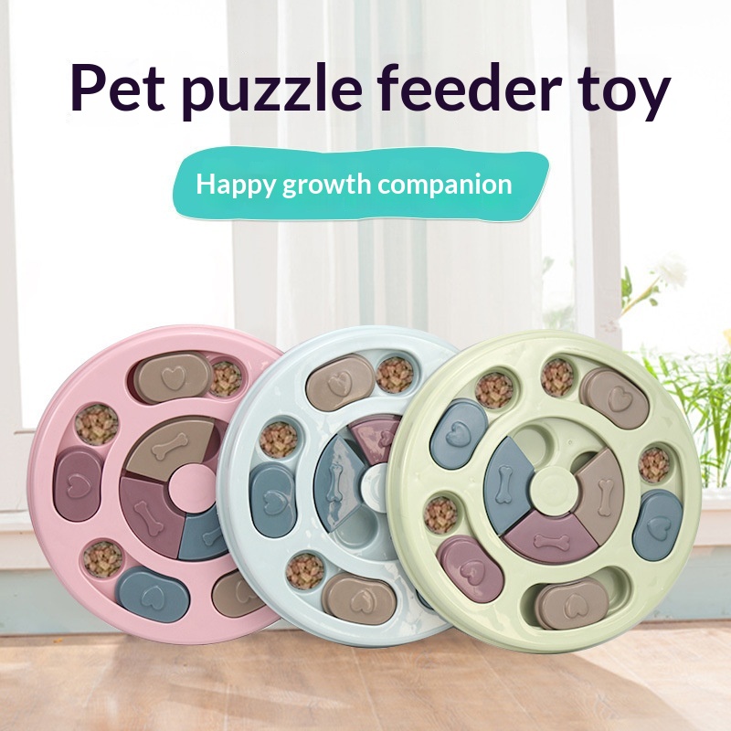Dog Food Turntable Feeding Device Anti-Choking Slow-Feeding Dispenser with Bowl Supplies