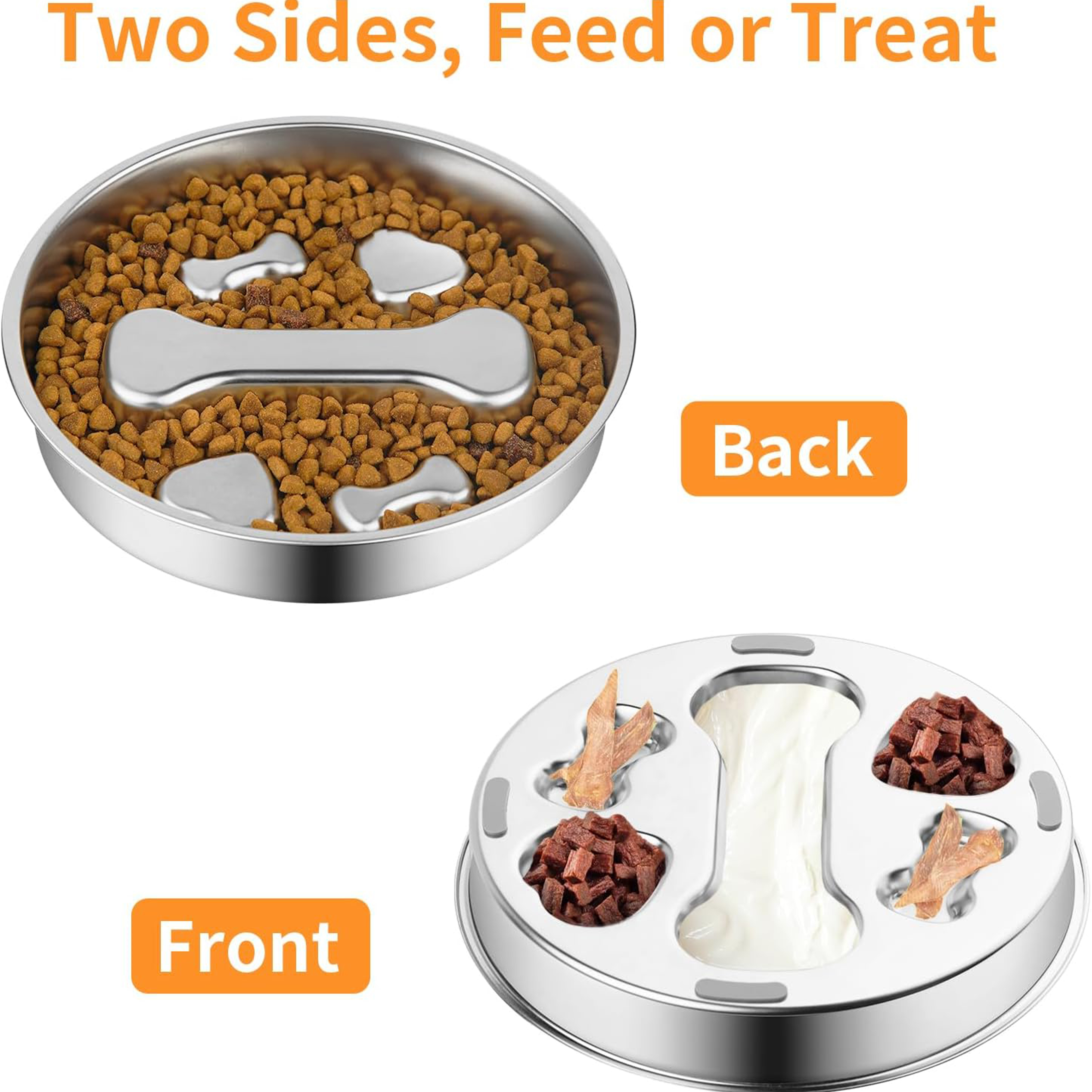 Rounded Waterproof Indoor Premium Dog Slow Feeder Pet Water Food Bowls Stainless Steel